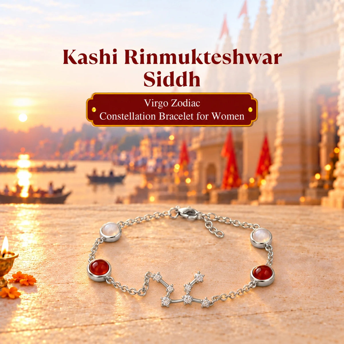 Rinmukteshwar Siddh Virgo Zodiac Constellation Bracelet for Women with Free Selenite Plate